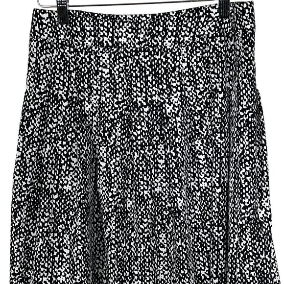 Talbots Petites 4P Black White Pleated Flare Midi Skirt Work Career - Picture 6 of 10